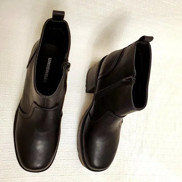 UNIONBAY Women’s Black Paula Platform Heeled Chunky Lug Sole Ankle Boots - 7.5 - Picture 9 of 15